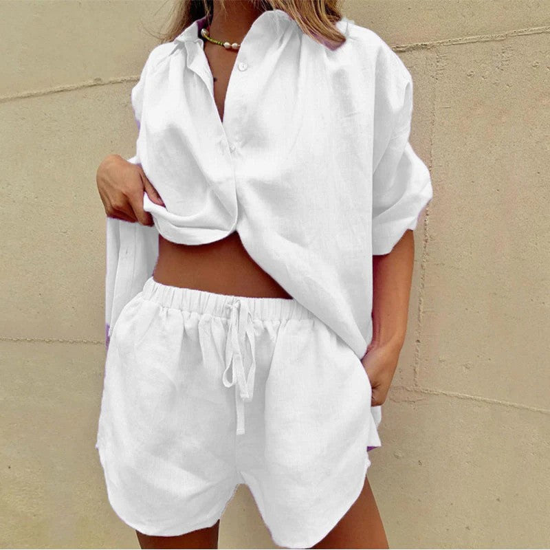 Dam Lätt Blus och Byxor Set för Sommarkläder