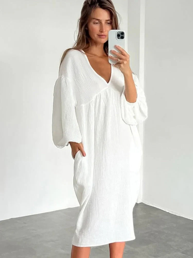 Dam Linne Sommarklänning Elegant och Luftig