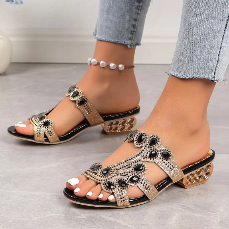 Dam PU Sandaler med Glittrande Detaljer