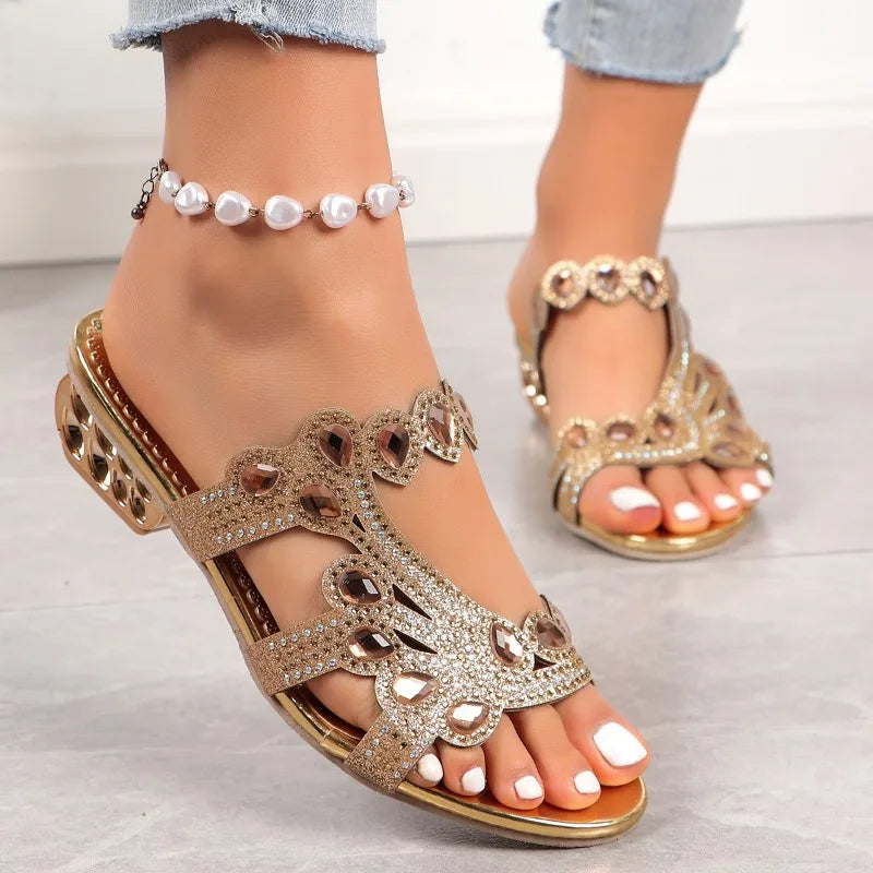 Dam PU Sandaler med Glittrande Detaljer