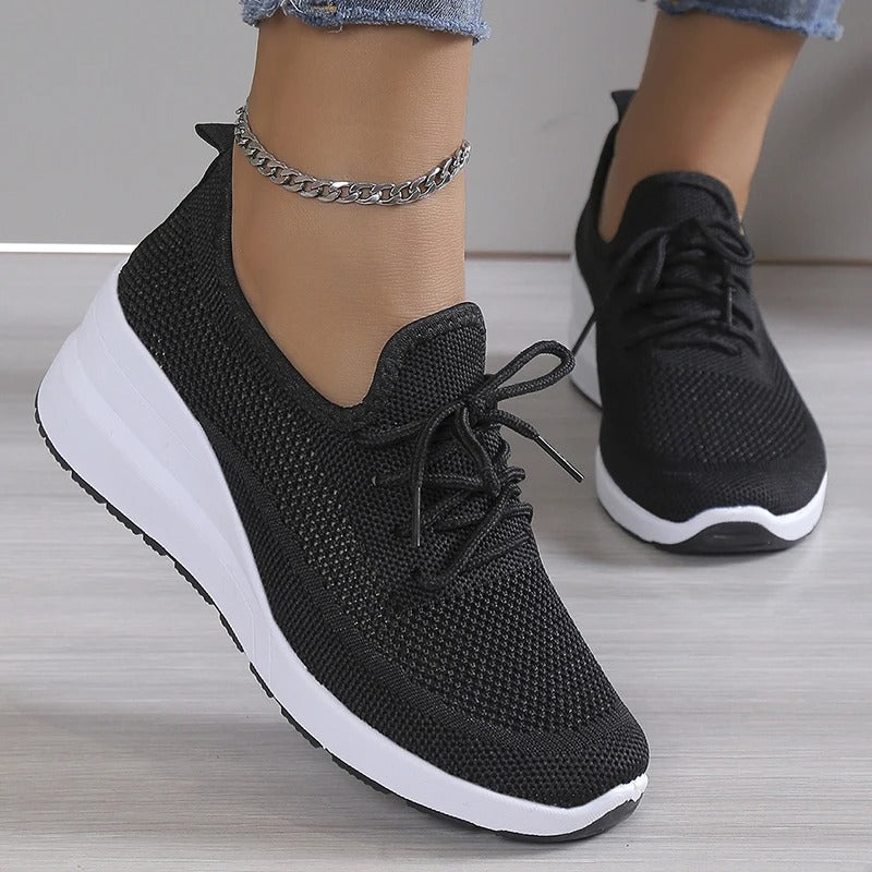 Dam Sneakers Stickad Design Ökad Sula Komfortabelt