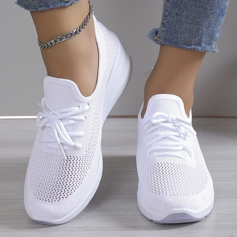 Dam Sneakers Stickad Design Ökad Sula Komfortabelt