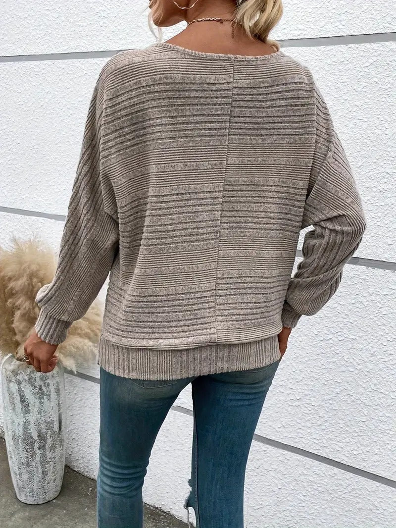 Dam Strukturerad Tröja med Fladdermusärmar
