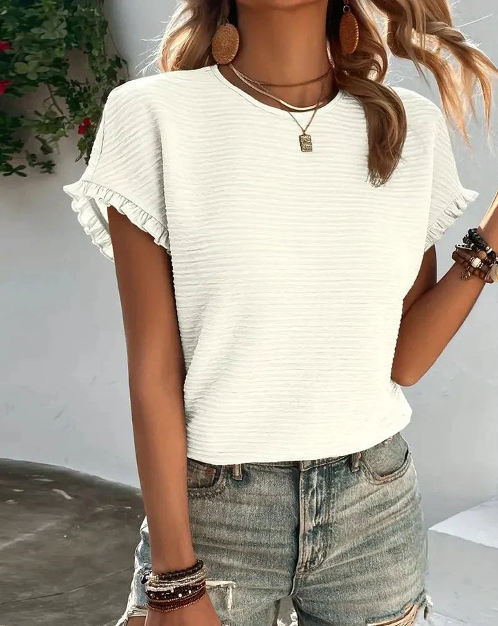 Dam T-shirt Bomull - Elegant och Bekväm Sommerstil