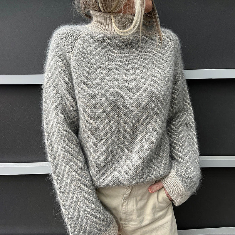 Dam Oversized Tröja med Zigzagmönster
