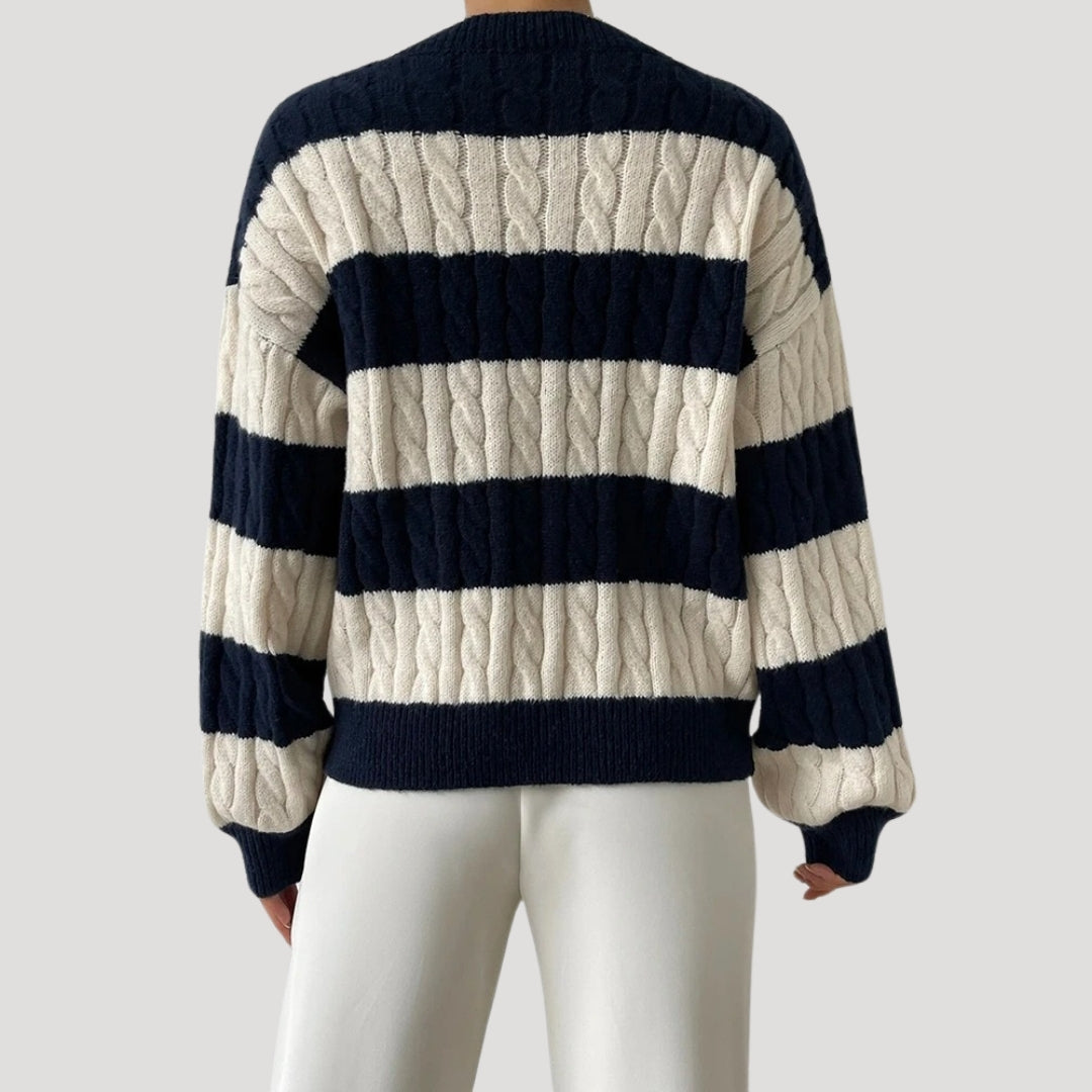 Dam V-ringad Oversized Stickad Jumper 1