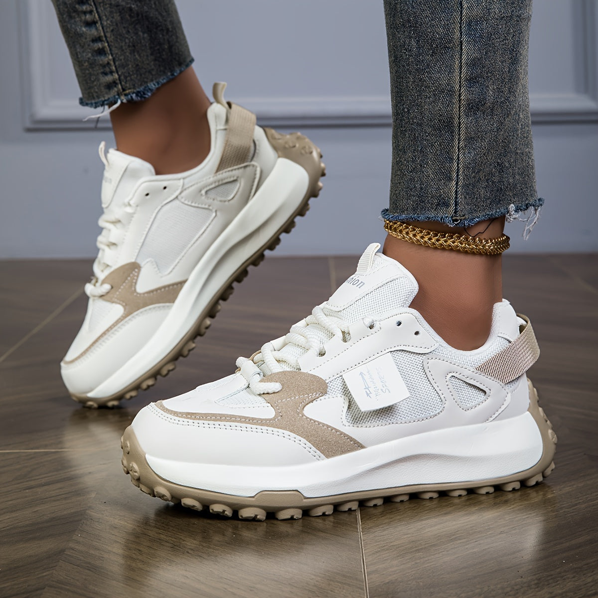 Damer Mesh Sneakers Låg Axel för Komfort och Stil