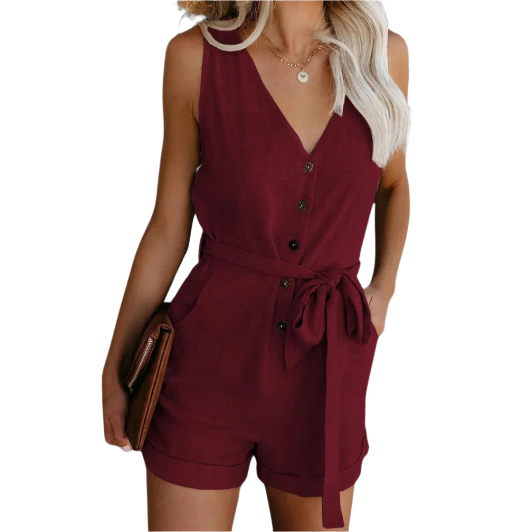 Damjumpsuit – V-hals Design för Avslappnade Utflykter