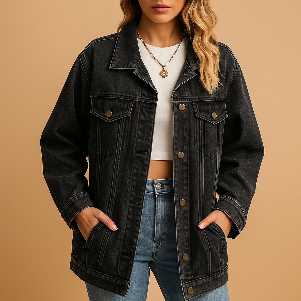 Dams Denim Vinterjacka med Knappar
