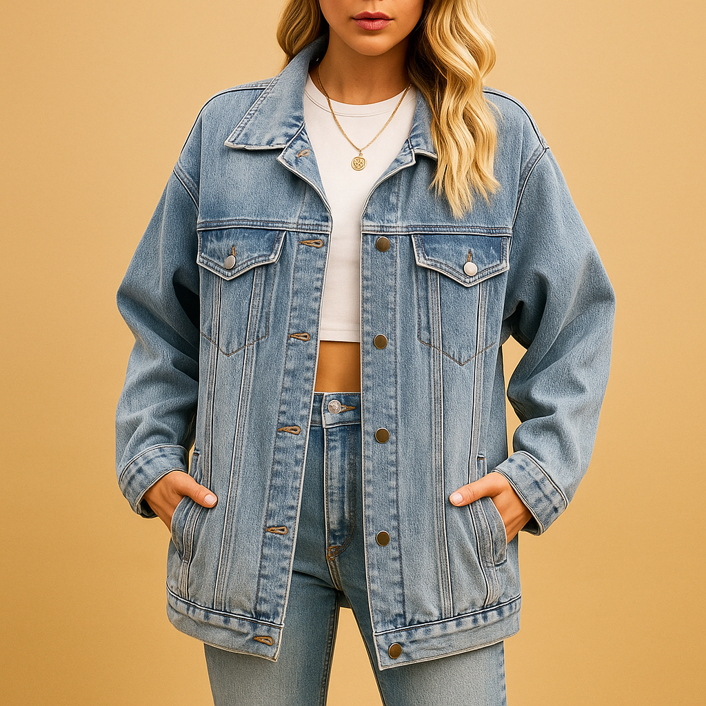 Dams Denim Vinterjacka med Knappar