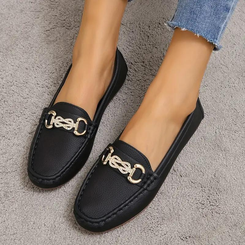 Damskor Loafers i Äkta Läder med Kedjedetalj