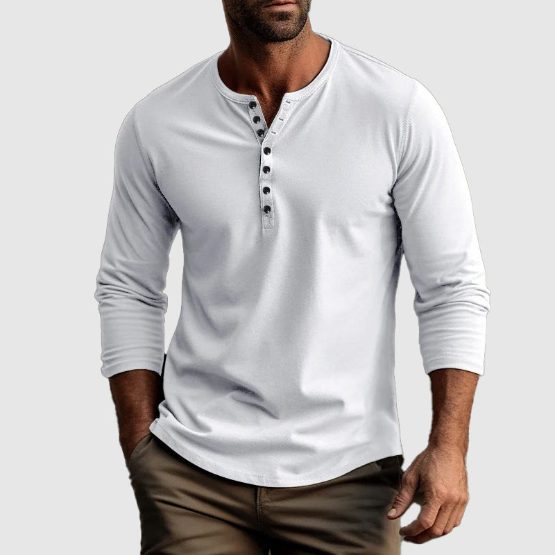 Variant image for Herrskjorta Bomull Långärmad Henley Regular Fit-11