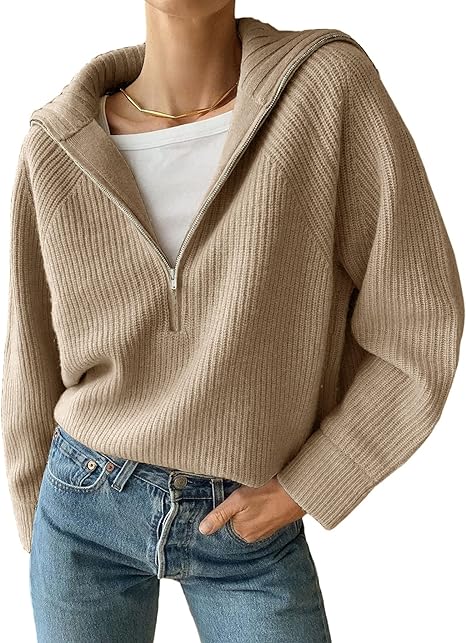 Elina | Halv-Zip Stickad Tröja