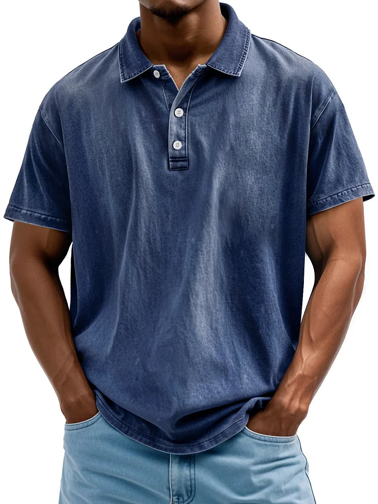 Herr Bomull Polo Skjorta Vintage Tidlös Stil