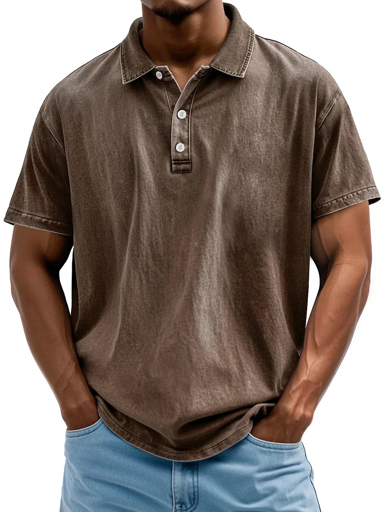 Herr Bomull Polo Skjorta Vintage Tidlös Stil
