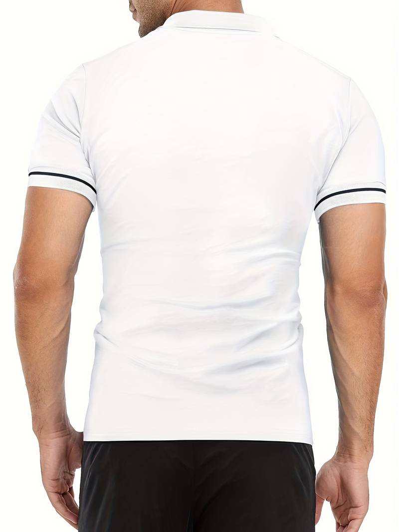 Herr Bomullspolo Skjorta Slim Fit Med Dragkedja