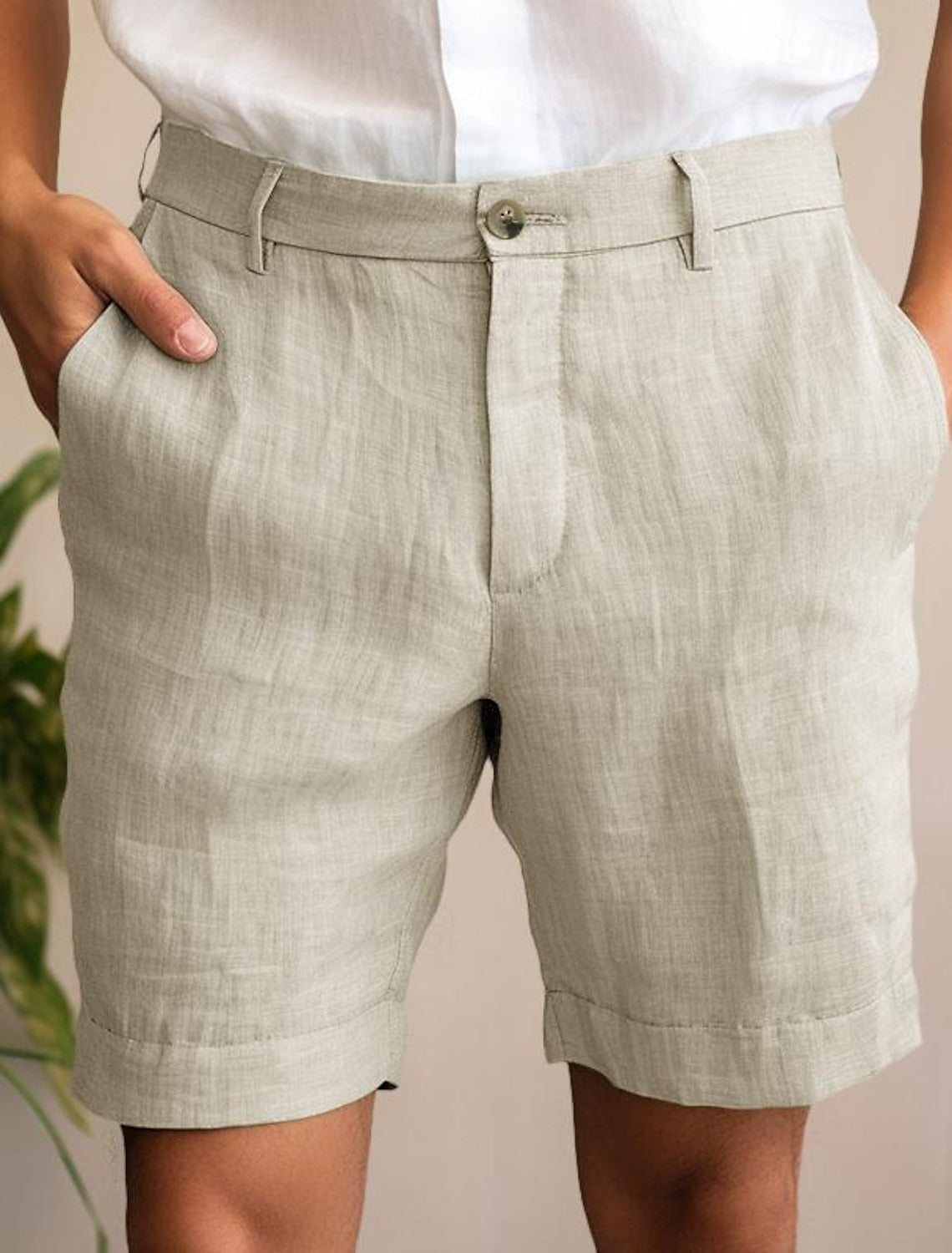 Herr Linne Shorts Sommar Lätt Material