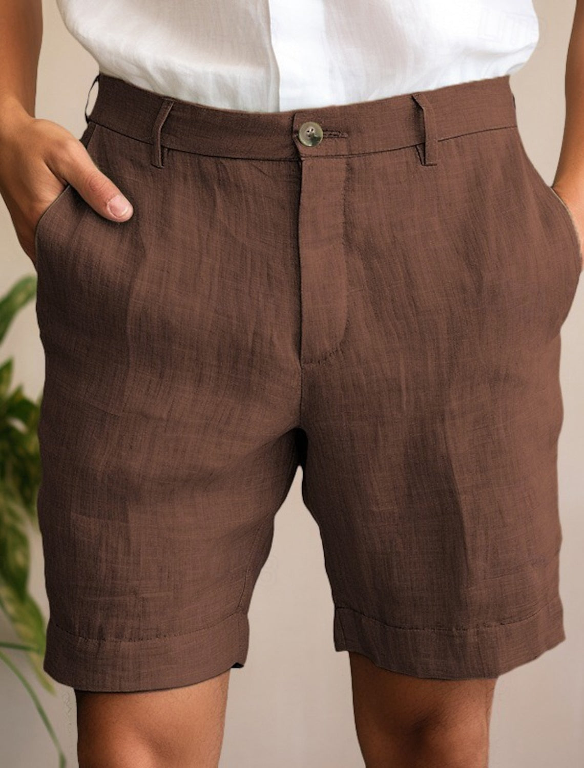 Herr Linne Shorts Sommar Lätt Material