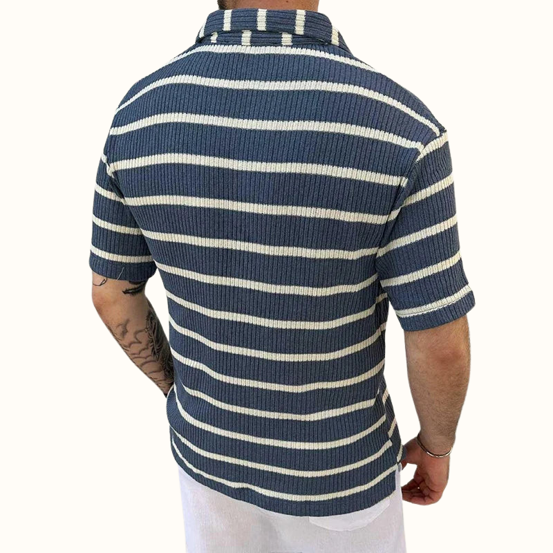 Herr Polo Skjorta med Avslappnad Krage och Skräddarsydd Passform