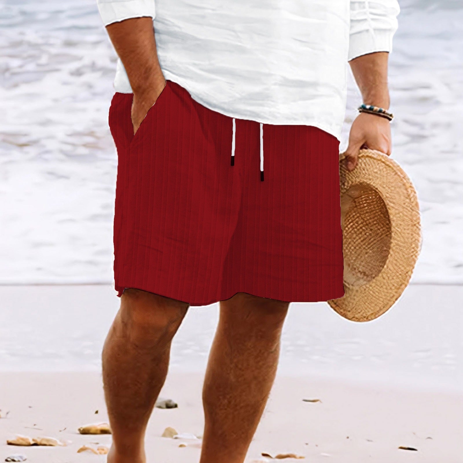 Herr Shorts Bomullslinne Avslappnad Passform