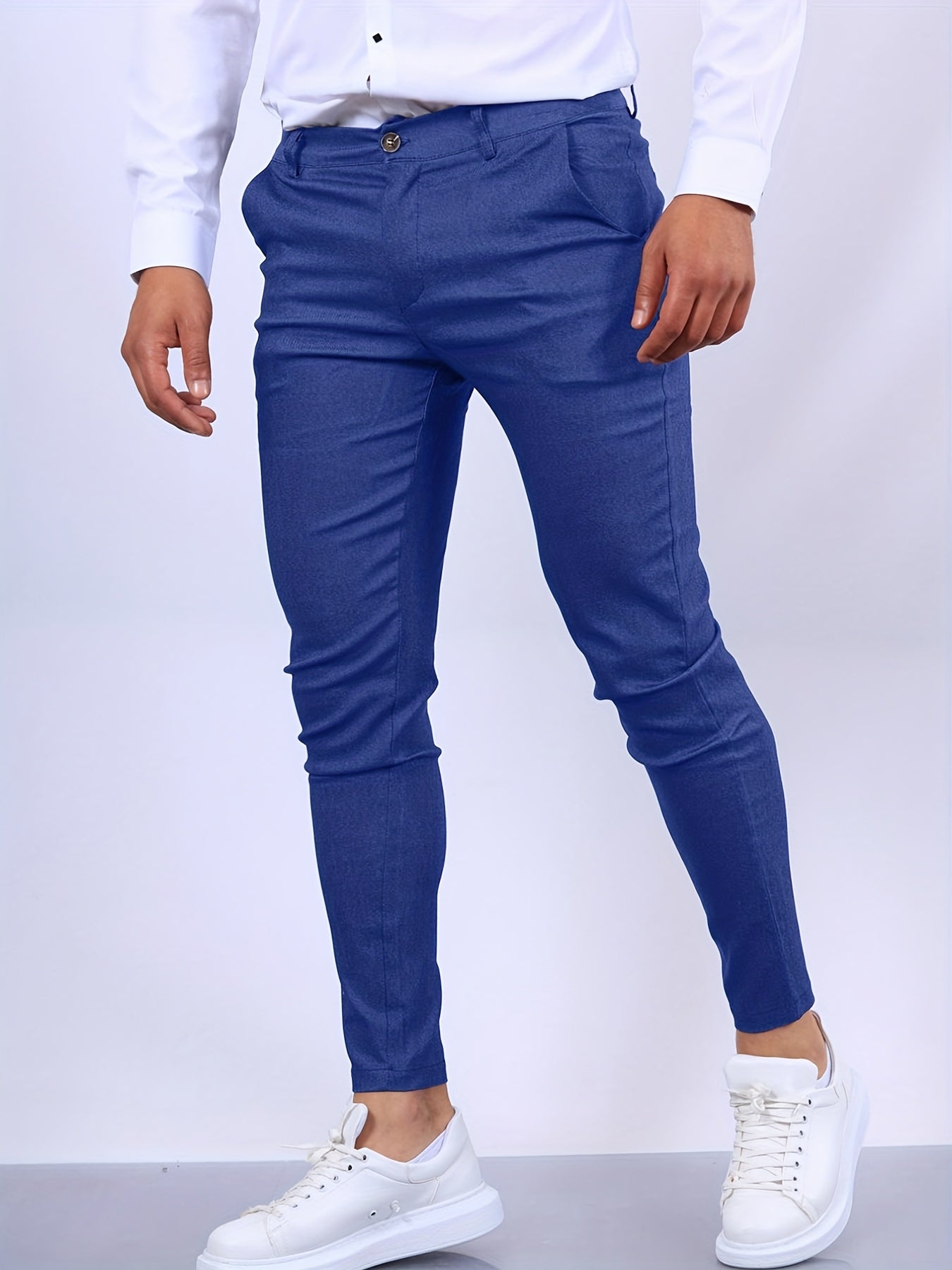 Herr Slim Fit Byxor Högkvalitativt Tyg