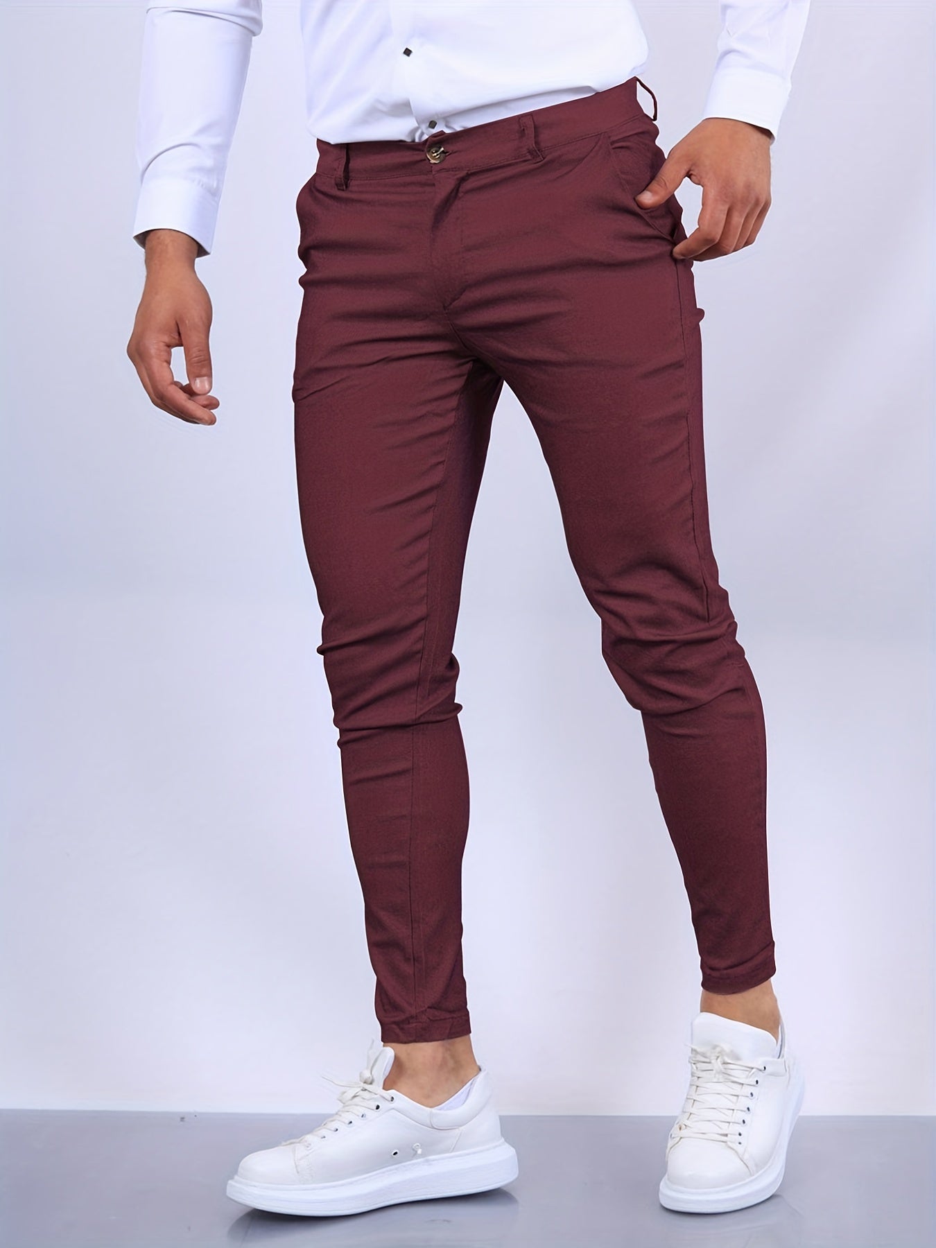Herr Slim Fit Byxor Högkvalitativt Tyg