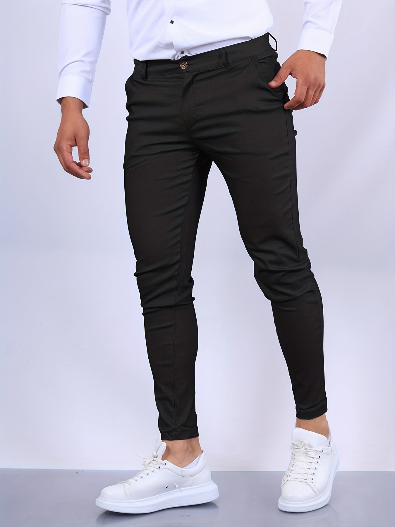 Herr Slim Fit Byxor Högkvalitativt Tyg