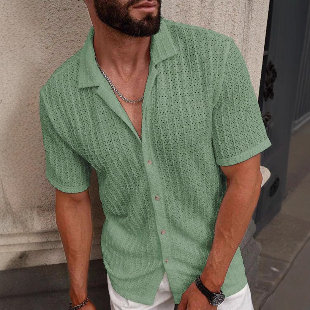 Herr Slim Fit Kortärmad Skjorta - Elegant och Bekväm Herrskjorta
