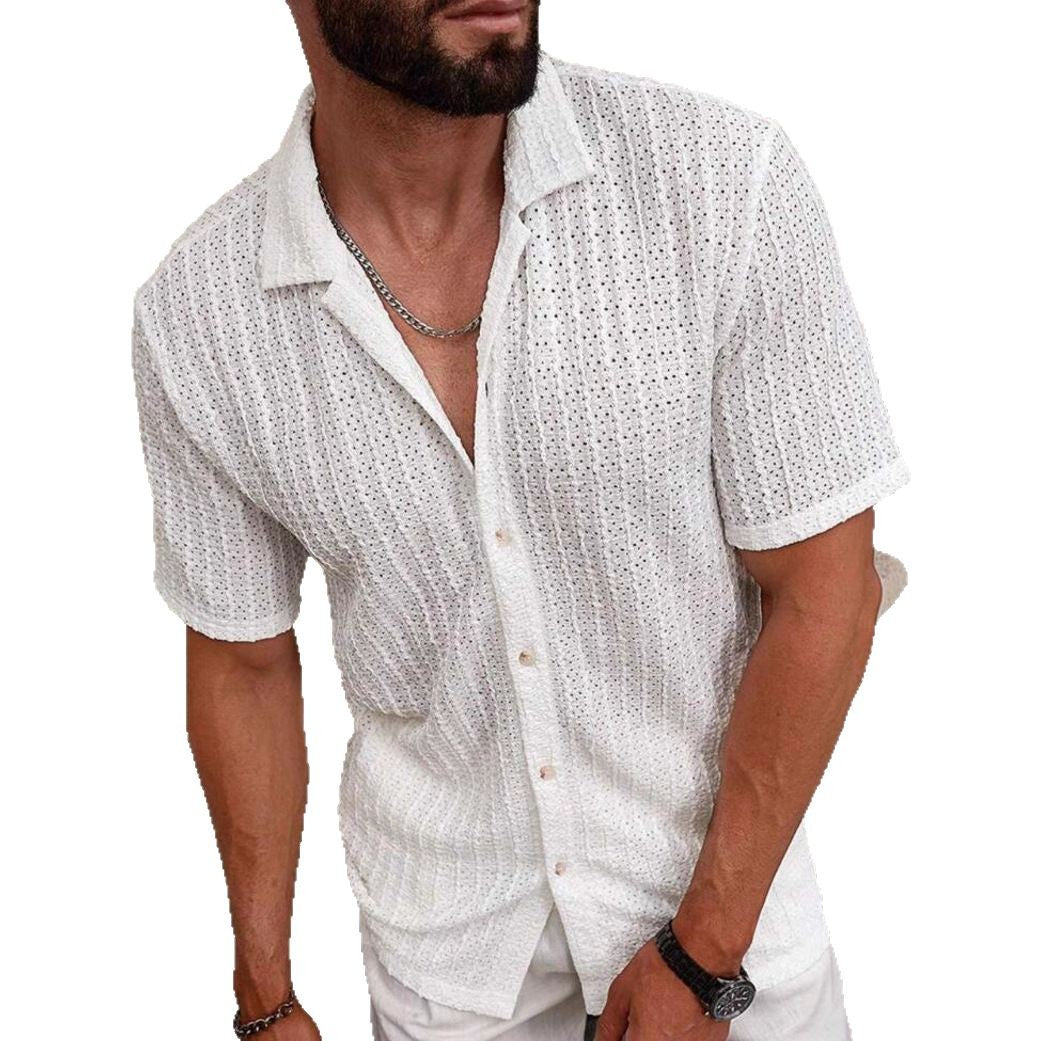 Herr Slim Fit Kortärmad Skjorta - Elegant och Bekväm Herrskjorta