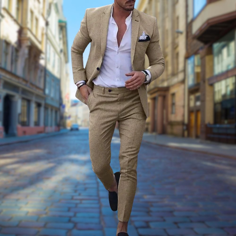 Herr Slim Fit Kostym Andningsbart Material