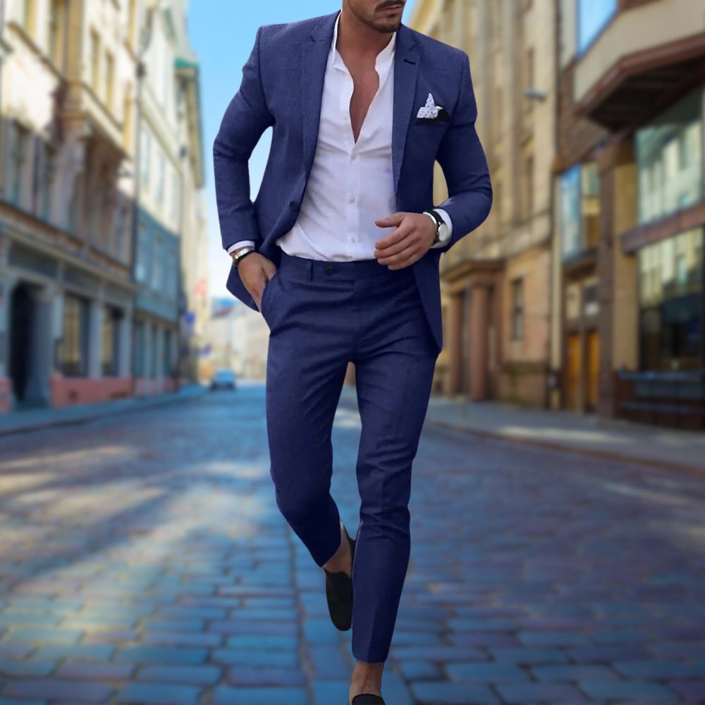 Herr Slim Fit Kostym Andningsbart Material