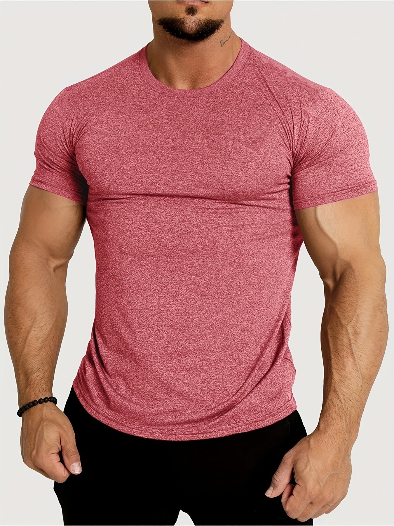 Herr Slimfit T-shirt Andningsbart Material Träningströja