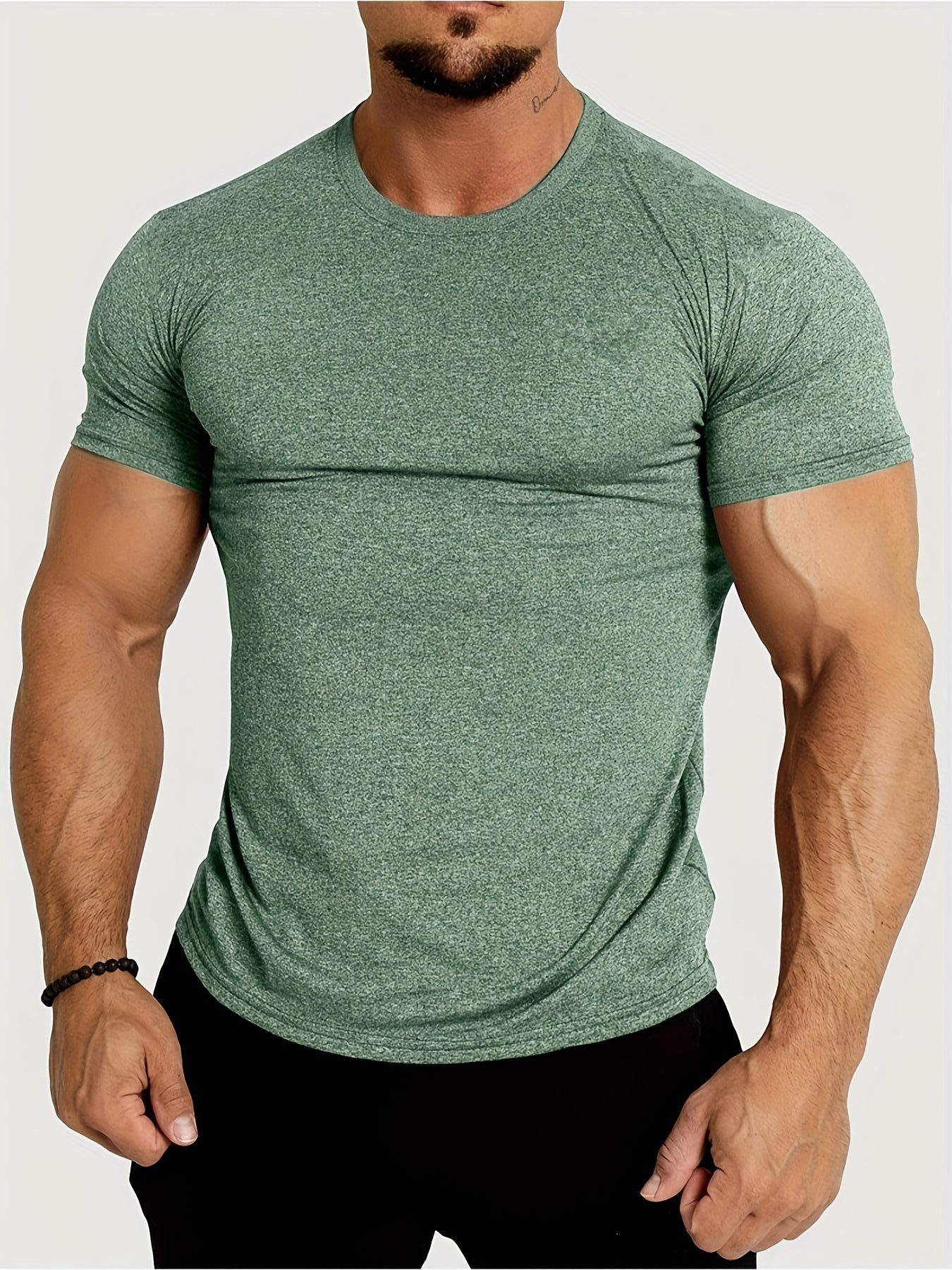 Herr Slimfit T-shirt Andningsbart Material Träningströja