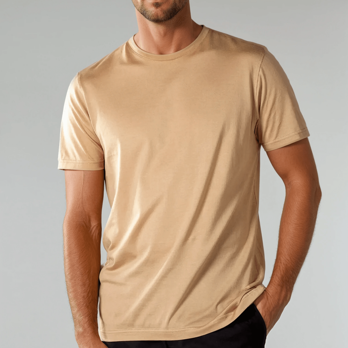 Herr T-shirt Merceriserad Bomull Klassisk Rundhalsad
