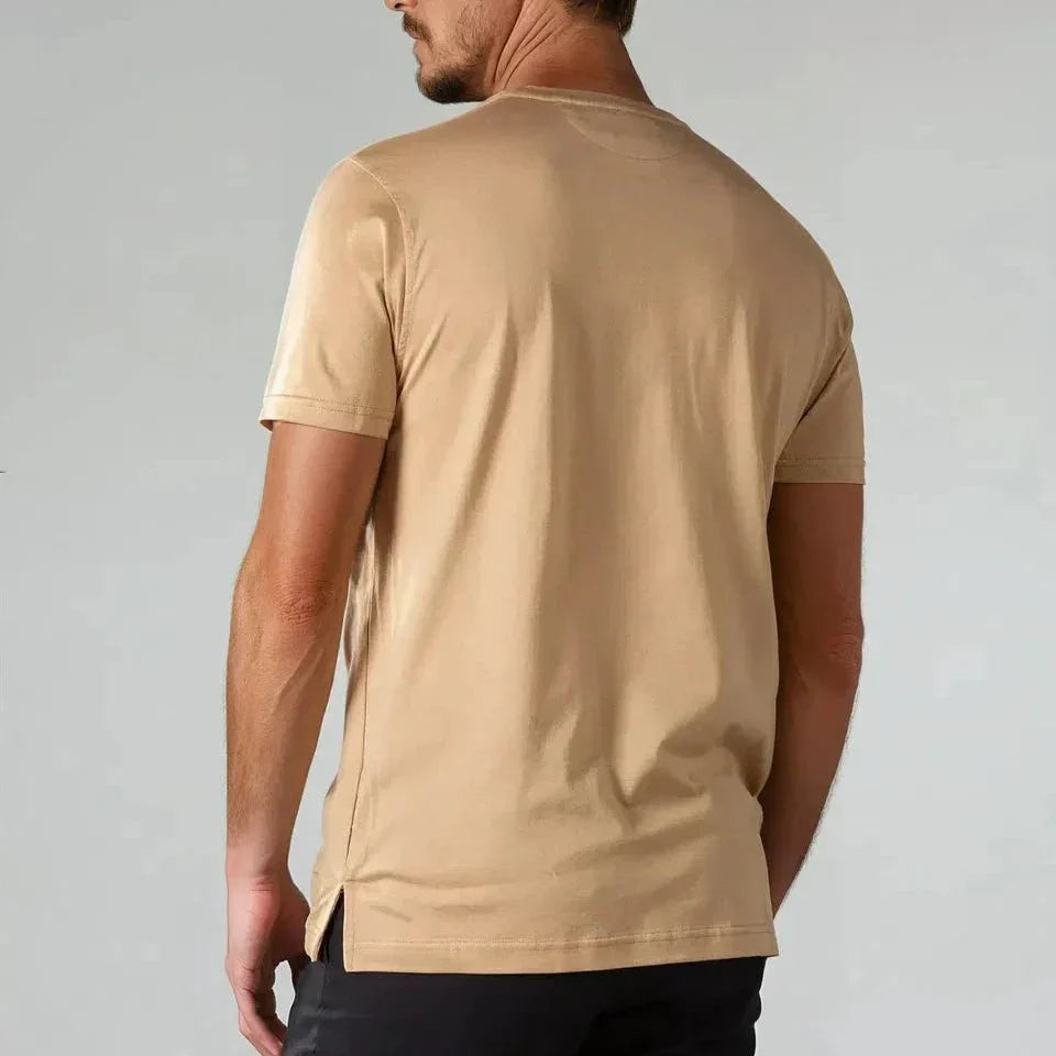 Herr T-shirt Merceriserad Bomull Klassisk Rundhalsad
