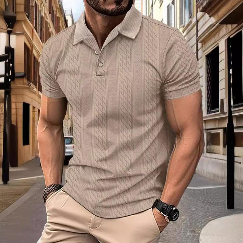 Herr kortärmad jacquard piké