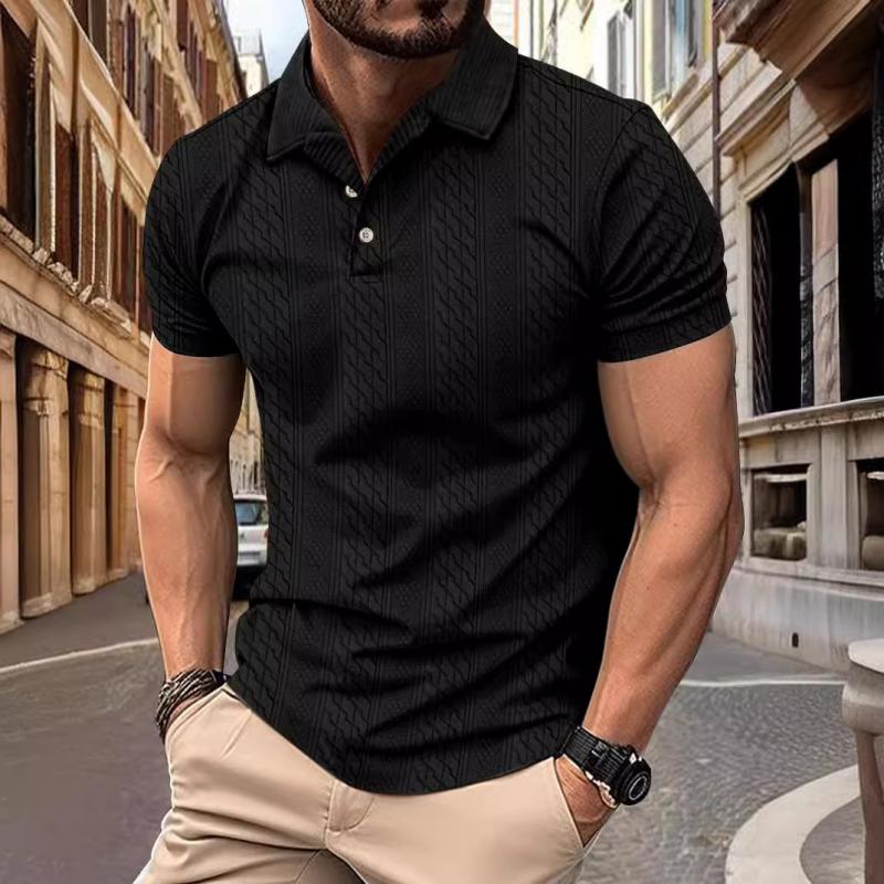 Herr kortärmad jacquard piké