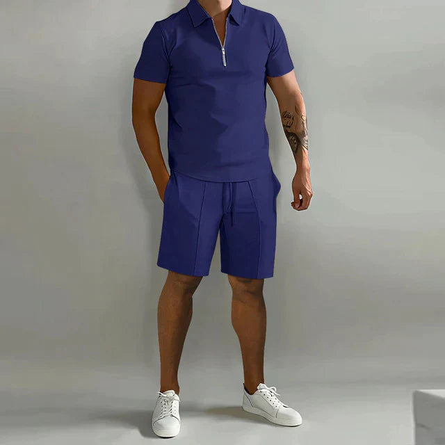 Herr sommarset – Bomullspiké och shorts i avslappnad stil