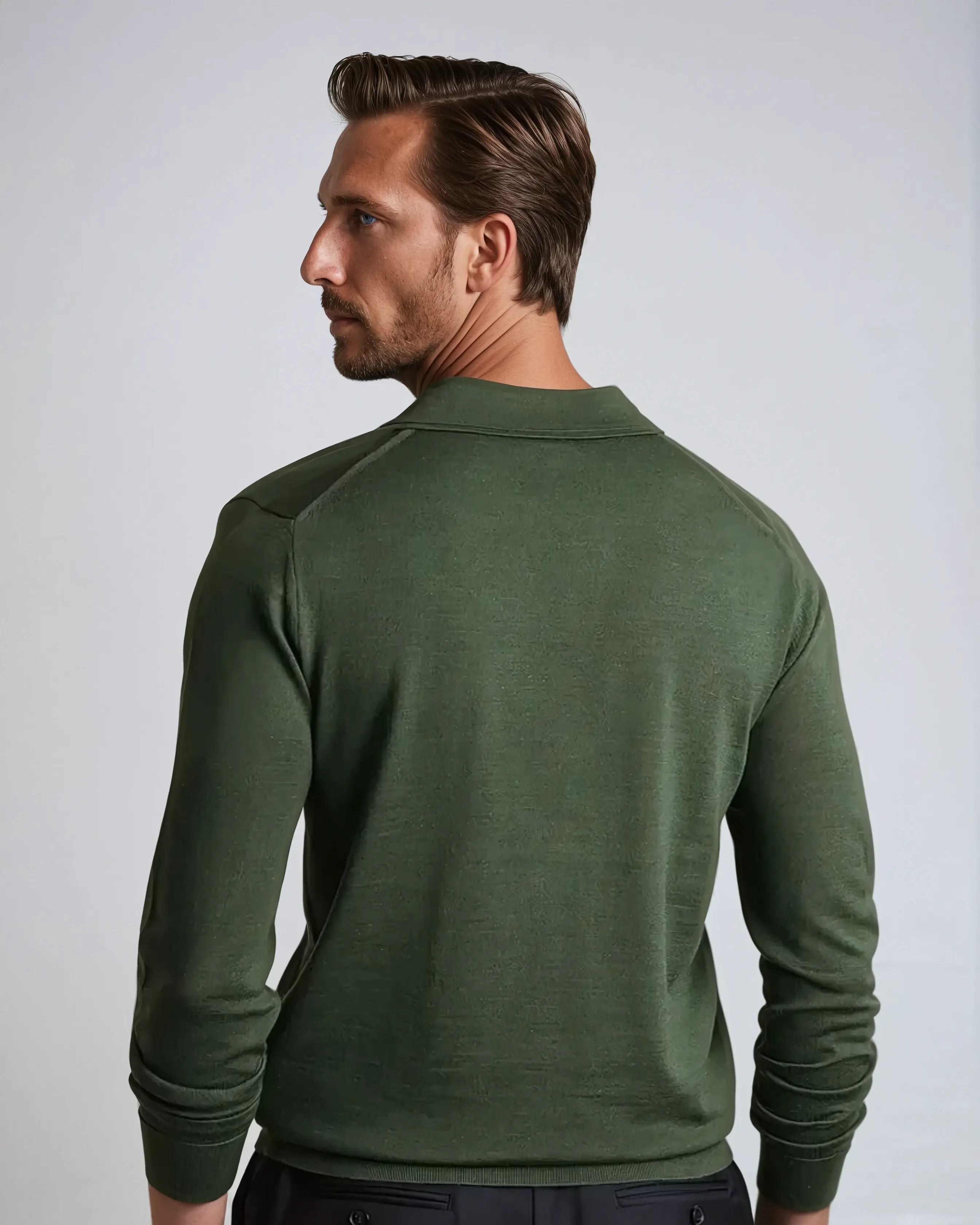 Herr Långärmad Poloshirt Utan Knappar 1