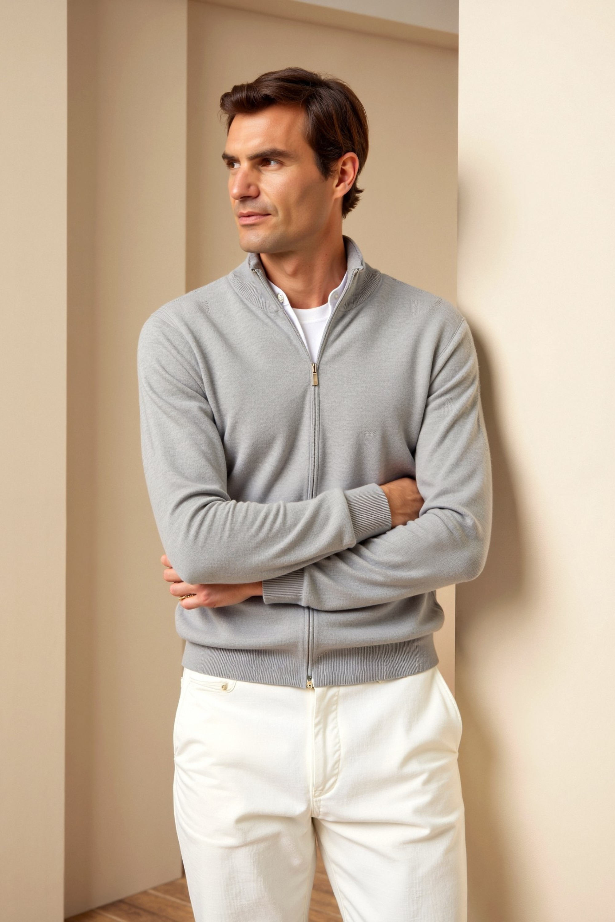 Herr Slim-fit Cardigan i Elegant Stil