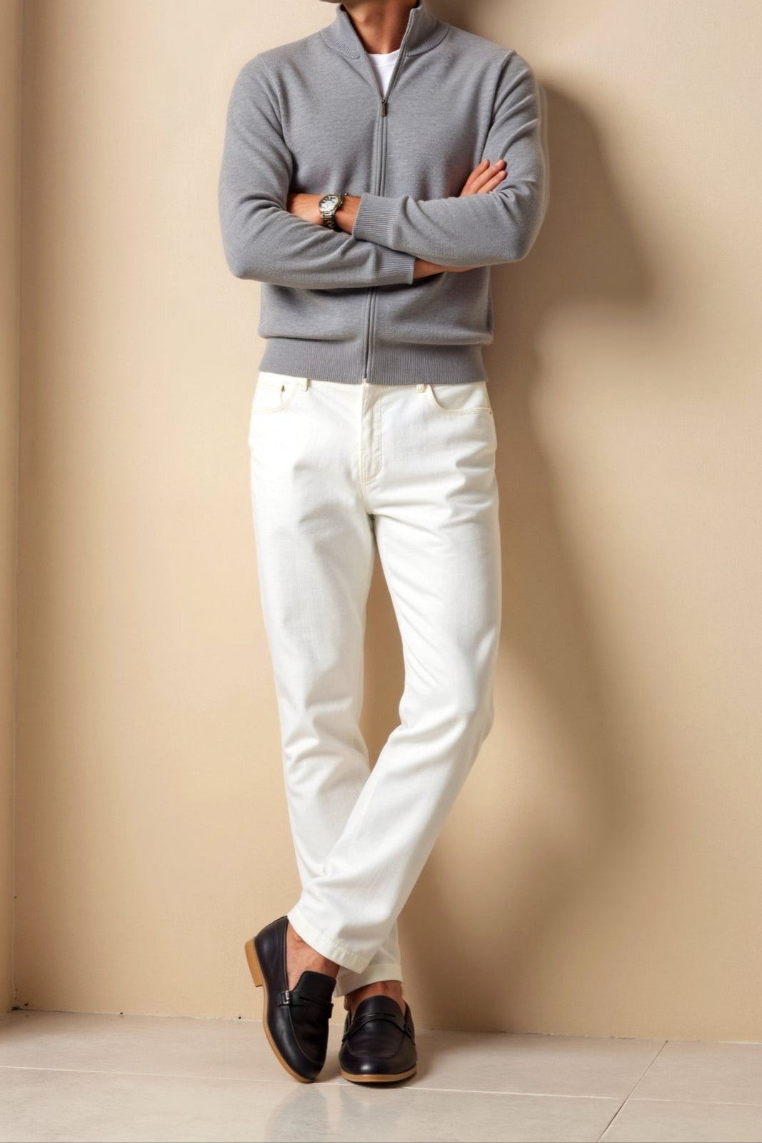 Herr Slim-fit Cardigan i Elegant Stil