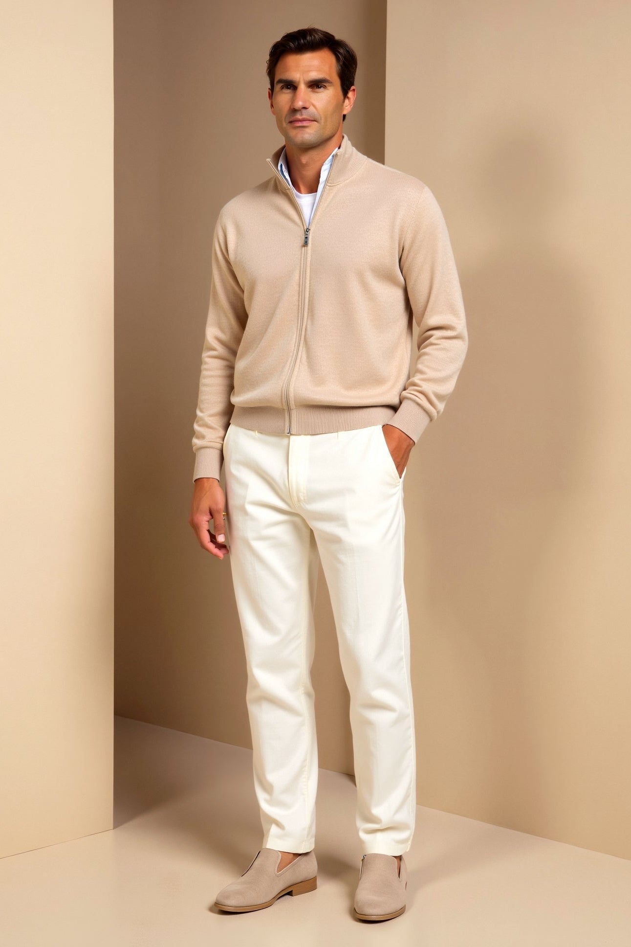 Herr Slim-fit Cardigan i Elegant Stil