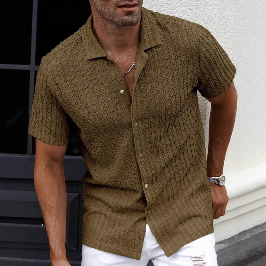 Herr Slim Fit Kortärmad Skjorta - Elegant och Bekväm Herrskjorta 1