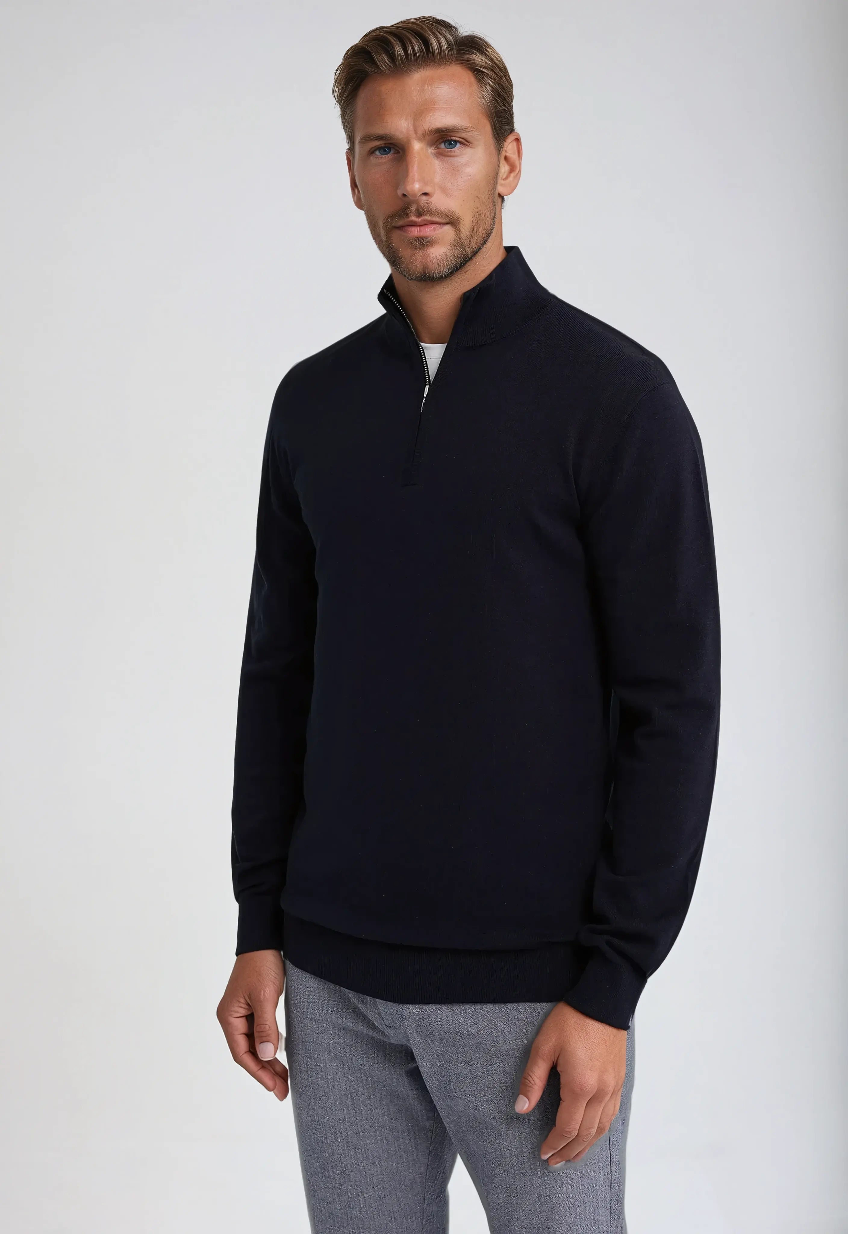 Herr Sweatshirt med Halv Dragkedja - Avslappnad Passform 4