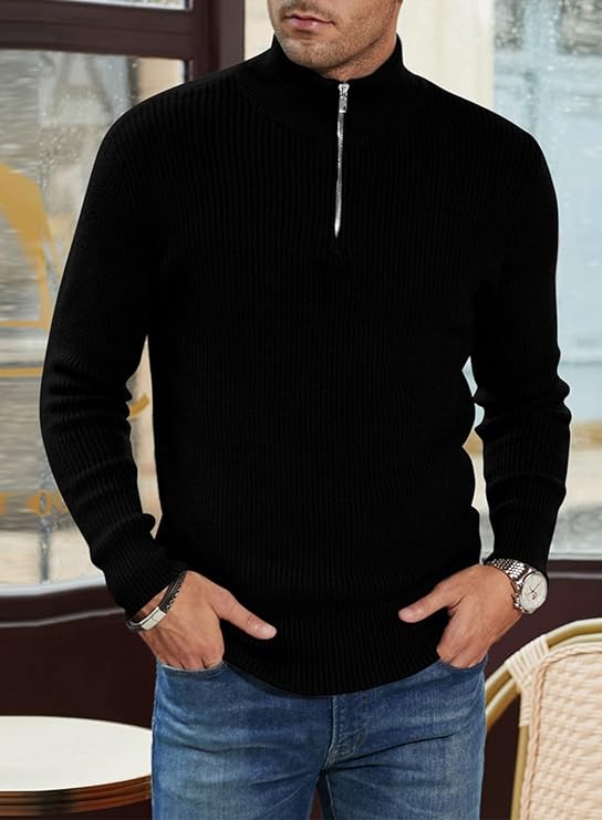 Herr Zipper Pullover Med Italiensk Design 6