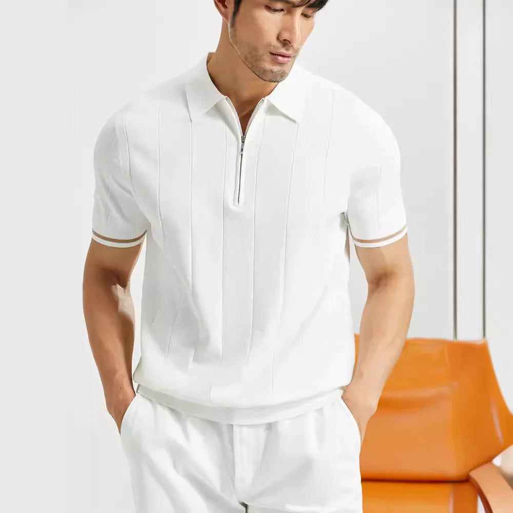 Herrar Polyester Kortärmad Poloskjorta Slim Fit