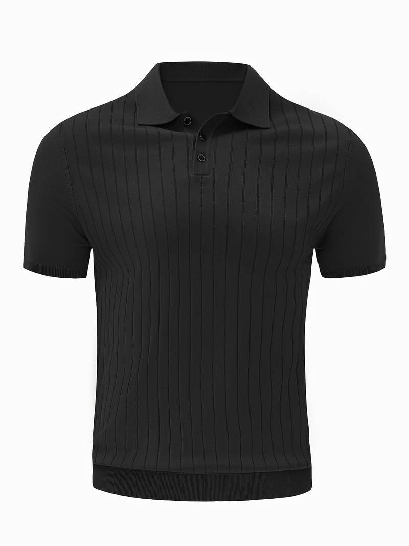 Herrar Ribbad Poloshirt Mjuk Bomull