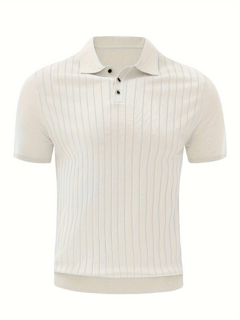 Herrar Ribbad Poloshirt Mjuk Bomull