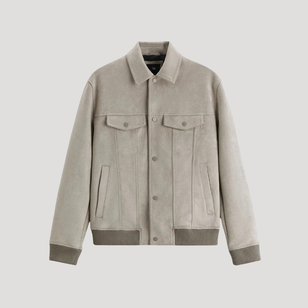 Herrarnas Suede Bomberjacka med Stilren Design 0