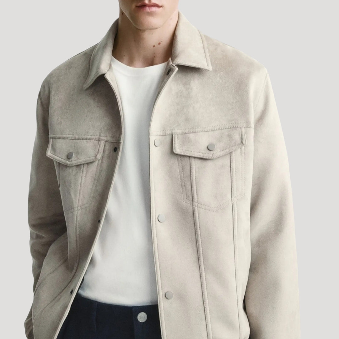 Herrarnas Suede Bomberjacka med Stilren Design 2